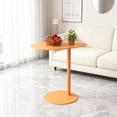 Imagem de Mesa lateral em forma de C, mesas de centro de estética minimalista, mesas laterais ovais multifuncionais de metal para sala de estar, quarto, sofá, varanda, sofá, pátio, jardim, interior e exterior
