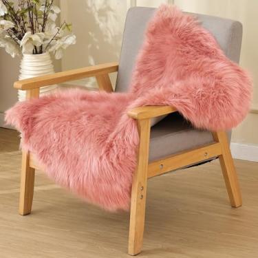Imagem de ORINOVA Tapetes pequenos rosa de pele de carneiro fofa para quarto tapete peludo lavável para sala de estar tapete de pele sintética 2x3 tapete de berçário