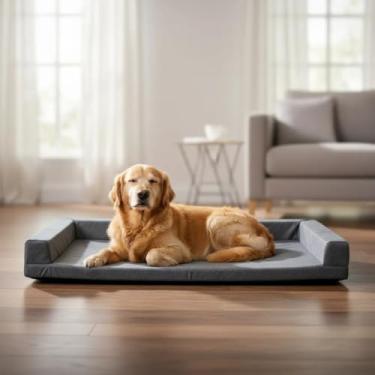 Imagem de Cama Sofá Pet Grande 120x80x17cm Lavável e Confortável - Escolha a Cor - Pet Querido (Cinza)