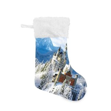 Imagem de GakkiGii Pacote com 2 meias de Natal para castelo de neve, decoração grande para pendurar na parede da árvore da lareira, 45 x 31 cm