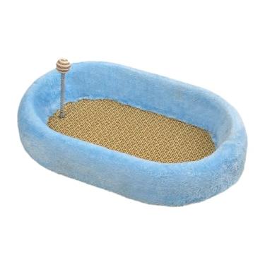 Imagem de Whtkoph Cama para Gatinhos, Arranhador para Gatos, Brinquedo Interativo Protetor de Móveis para Treinamento, Perseguidor Oval para Gatos, Almofada para Arranh, Azul