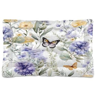 Imagem de SEHANY Cama de jardim para cães com flores vibrantes, cama de gato com fundo antiderrapante, cama de canil, colchão macio para animais de estimação, lavável para cães pequenos, médios e grandes, gatos