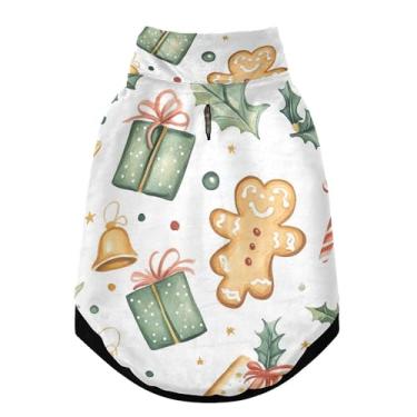 Imagem de SEHANY Casaco de Natal de gengibre para cães pequenos, superquente, à prova de vento, jaqueta de inverno, macia, aconchegante para animais de estimação, moletom para clima frio na neve com furo na