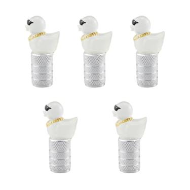 Imagem de Lindas tampas de haste de válvula de pato, tampas de válvula de pneu, capa de borracha quente que brilha no escuro (pacote com 5) universal para carro, caminhão, SUV, motocicleta, bicicleta