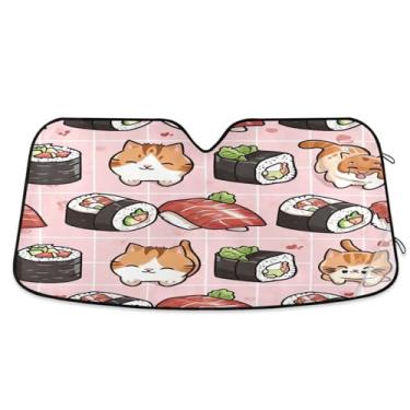 Imagem de ATTX Pára-brisas de carro padrão kawaii Sushi 134.6 cm x 59.7 cm escudo solar universal com proteção UV, persiana de janela frontal automática dobrável para Sedans SUVs caminhões #770