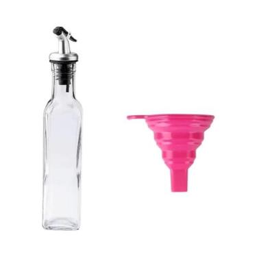 Imagem de Dispensador De Azeite Em Garrafa De Vidro Com Funil De Silicone Para T