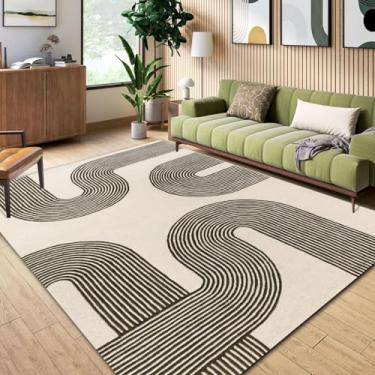 Imagem de Natural Weave Tapete de lã adornado à mão Modern Matrix – 100% lã, tapete feito à mão em verde – Tapete durável para áreas de alto tráfego – sala de estar, quarto, entrada (20 x 3 m)