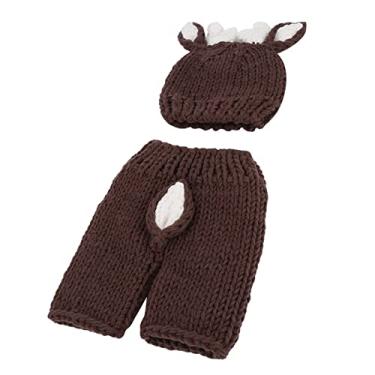 Imagem de Generic Conjunto de Fantasia de Fotografia de bebê Recém-nascido Atraente Pequeno Cervo Fino Acabamento Body de Fio de Algodão