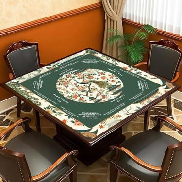 Imagem de Noise-Reducing Mahjong Mat,31.5"x31.5" Portable Tablecloth for Mahjong,Green Floral and Birds Decorated Mahjong Study Mat for Table, Board Games, Tile Games and Cards (Bird)
