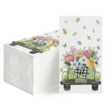 Imagem de Horaldaily 100 guardanapos decorativos de papel descartáveis, borboletas e flores, toalha de mão para festa, almoço, jantar, cozinha, banheiro, decoração