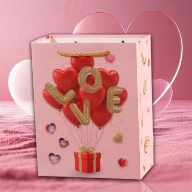 Imagem de Tema de Dia dos Namorados em forma de coração saco de presente amor doces biscoitos festival festa presente embalagem alças saco suprimentos casamento (estilo 2)