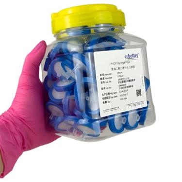 Imagem de Filtro de seringa 33 mm PVDF 0,45 µm hidrofílico não estéril para filtração caixa com 100 Cobetter