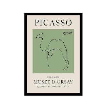 Imagem de Impressão em tela verde sálvia Pablo Picasso animais esboço arte de parede gato cão pássaro cavalo impressão linha abstrata desenho pôsteres para quarto casa escritório decoração (SKU2,12x18 polegadas