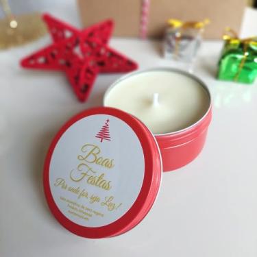 Imagem de Vela Aromática de Natal, 90g, Cera Vegetal, Pote Vermelho, Aromas Variados (Manga e Bergamota)