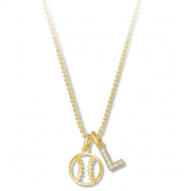 Imagem de Aswinfon Colar com inicial de softball, para mulheres e adolescentes, banhado a ouro 18K, pingente de letra A-Z, joias de beisebol, colar esportivo, presentes de softball, presentes para mulheres, seu