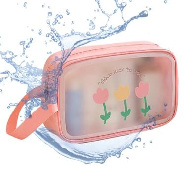 Imagem de Necessaire - Pouch Portátil Impermeável Para Armazenamento,Organizador de Maquilhagem com Alça | Para Pincéis Batom Base Joias Espelho Férias