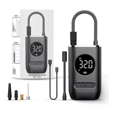Imagem de Compressor de Ar Portátil Digital com Ecrã LCD, Bomba de Ar Eléctrica Recarregável USB, Inflador de Pneus para Carro, Moto, Bicicleta, Bola e Insufláveis