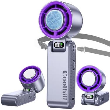 Imagem de Coolhill Ventilador portátil portátil com refrigerador de gelo: Ventilador portátil recarregável de 100 velocidades 5500 mAh, ventiladores pessoais de resfriamento manual de 12H com tecnologia Air