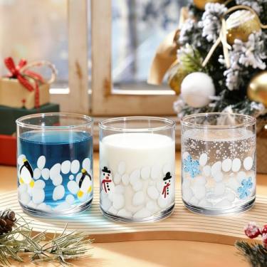 Imagem de Whaline Copo de suco com ícone de Natal, 396 g, copo de vinho, boneco de neve sem haste, floco de neve, pinguim, coquetéis para inverno, Natal, casa, lembrancinhas, suprimentos