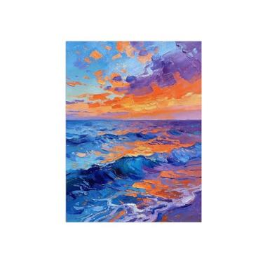 Imagem de Arte de parede paisagem imagem em tela - onda do mar - decoração moderna - impressões de pintura para sala de estar quarto 50 x 65 cm 20 x 26 polegadas sem moldura