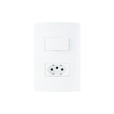 Imagem de Interruptor Paralel. 10A e Tomada 2P+T 10A MarGirius Sleek com Placa 4x2 Branco