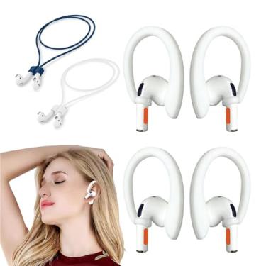 Imagem de Ansumg Ganchos de ouvido para AirPods Pro 1 2 3 4 ganchos esportivos antiderrapantes atualizados, magnéticos ultra fortes para Airpod Pro, cordão esportivo antiperda – pacote com 6 (branco azul escuro