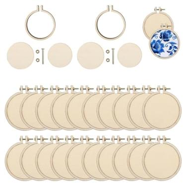 Imagem de Framendino, Pacote com 20 Mini Bastidor de Bordado de Madeira Redondo Bastidor de Ponto Cruzado Bastidor de Madeira Moldura de Exibição Círculo para Artesanato Faça Você Mesmo Ornamento Pendurado