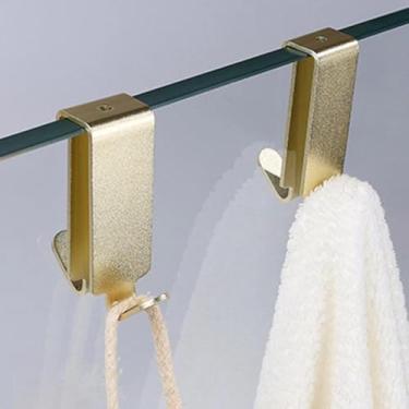 Imagem de 1 peça de ganchos duplos para portas de chuveiro de vidro, ganchos de toalha de parede de banheiro sem perfuração, adequados para banheiros, cozinhas, salas de estar e outras áreas.