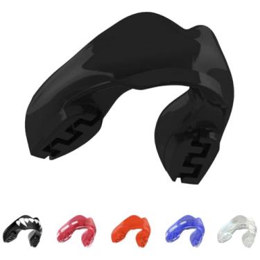 Imagem de SAFEJAWZ Protetor bucal para aparelhos, protetor bucal de tamanho único com estojo para boxe, basquete, futebol, MMA, lacrosse, hóquei e todos os esportes de contato (preto)