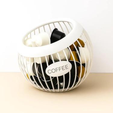 Imagem de Porta Cápsulas de Café Redondo Aramado 18x20,5cm Ø - branco - Clink