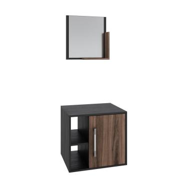 Imagem de Conjunto Balcão E Espelheira Soft 500 Perffect Acetinado Preto ônix C-nogal