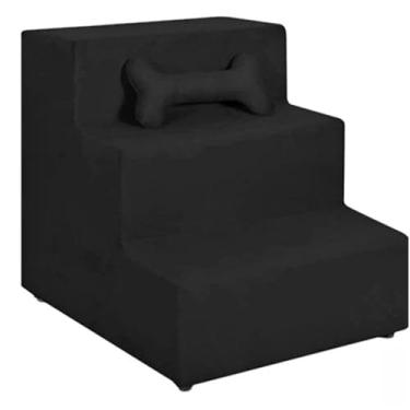 Imagem de Escadas luxo Para Cachorro Gato Pet 3 Degraus- Design Elegante para Gato e Cachorro Subir no Sofá ou Cama com Conforto(preto)