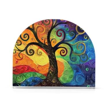 Imagem de Porta-guardanapos de papel de árvore colorida, suporte de guardanapo de almoço acrílico para mesas, suporte de guardanapo vertical para jantar cozinha restaurante decoração de casa acessórios de bar