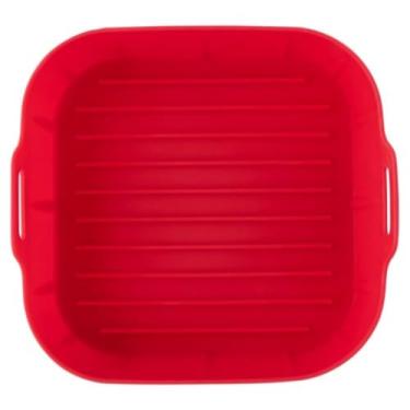 Imagem de Forma Silicone Air Fryer，Conjunto de TrêS，Material de Silicone Quadrado，Resistente Ao Calor e FáCil de Limpar，Adequado para Fritadeiras de Ar Quente e Fornos(Vermelho,2 Unidades)