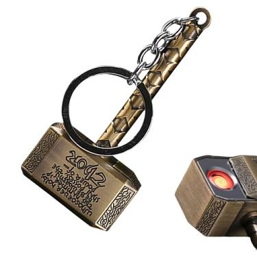 Imagem de DKLIMA Isqueiro vintage de metal, ignição lateral à prova de vento, isqueiro eletrônico USB recarregável para homens e mulheres, acessórios para chaveiro (Bronze)