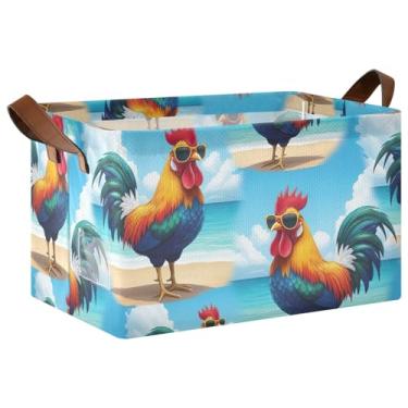 Imagem de Rooster Beach Organizador de armário dobrável com alças, caixas de armazenamento de brinquedos 40 x 29 x 25 cm, pacote com 2