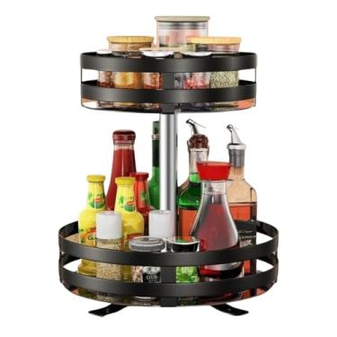 Imagem de Organizador Multiuso Giratório 360 Graus, Preto, Plástico e Metal, 39x25cm, Vertical, para Maquiagem e Cosméticos