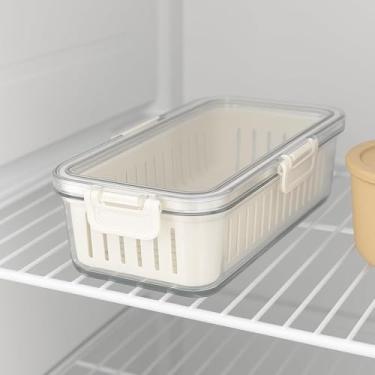 Imagem de Cesto Organizador com Tampa para alimenos, Plástico Transparente/Branco, 30,5x16x7,5cm, com Divisória, 510g