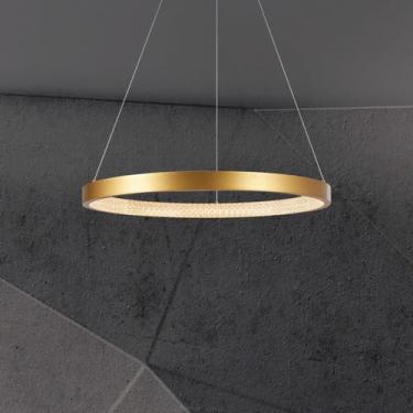 Imagem de Pendente Redondo Led Dourado Fosco 80cm 40w Branco Quente Dourado Fosco