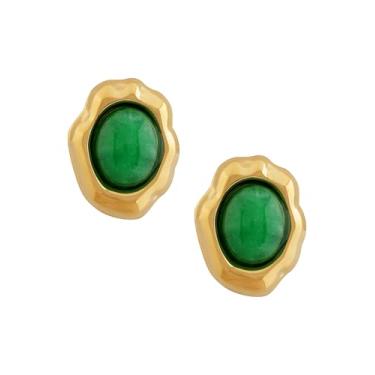 Imagem de MINACHI Brincos de resina em tom de pedra verde, armação de metal irregular, brincos boho pesados e leves para mulheres, joias verdes