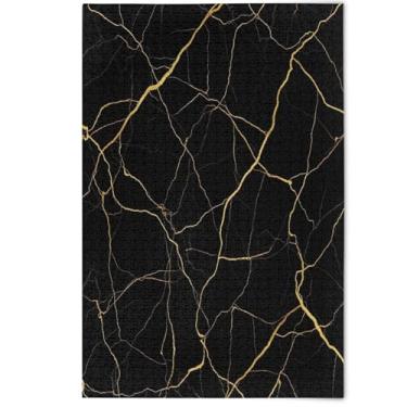 Imagem de Quebra-cabeças minimalistas chiques dourados pretos para adultos 1000 peças presentes de festa de elefante branco quebra-cabeças divertidos para adultos arte de pintura de animais, 1000 peças, 75 x 50