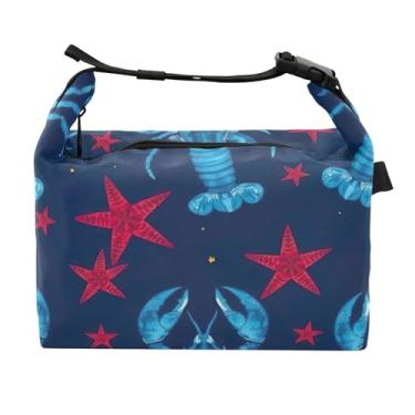 Imagem de TSENQUE Lancheira azul náutica lagosta feminina isolada para o trabalho lancheira portátil de trabalho com alça de ombro ajustável