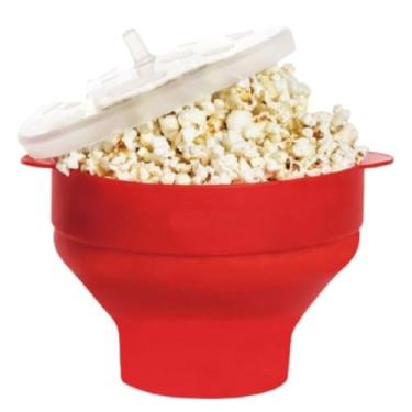 Imagem de Pipoqueira Retrátil de Silicone para Micro-ondas, 19 cm x 14 cm, Dobrável para 5,5 cm, Preparo Sem Óleo, Plástico e Silicone