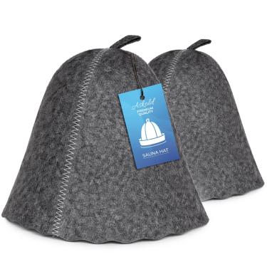 Imagem de ASKOLD 2 Stück Banya Cap Russischer Saunahut für Männer - Sauna Frauen Banya Hut - Kappe Sauna Zubehör Kit für Frauen - Sunlighten Sauna Zubehör Luxus Made in Ukraine