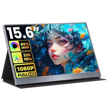 Imagem de Upperizon Portable Monitor 15.6 Inch 1080P IPS Travel Monitor with Speaker Mini HDMI Dual USB-C Portable Monitor for Laptop MacBook PC Surface Xbox Switch PS5 with Cover