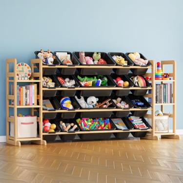 Imagem de SpaceAid Organizador de armazenamento de brinquedos com 6 prateleiras e 20 caixas, organizador de brinquedos, estante de brinquedos para quarto, sala de jogos, decoração de quarto, preto verdadeiro