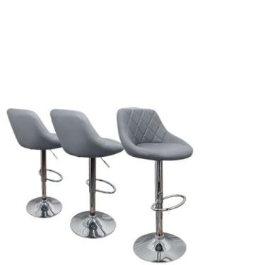 Imagem de Kit 2 Banquetas Milano Carmel Estofada Giratória c/Regulagem(Cinza)