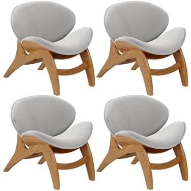 Imagem de Kit 4 Poltronas Decorativa Orgânica Sala Living Kadosh L02 Bouclê Cinza - Lyam Decor
