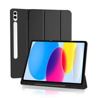 Imagem de Capa para Samsung Galaxy Tab S10+ Plus / S9+ Plus / S9 FE+ Plus 12.4 Polegadas 2024/2023 com Suporte para Pencil Parte Traseira em TPU Macio função de ativação/desativação automática, Preto