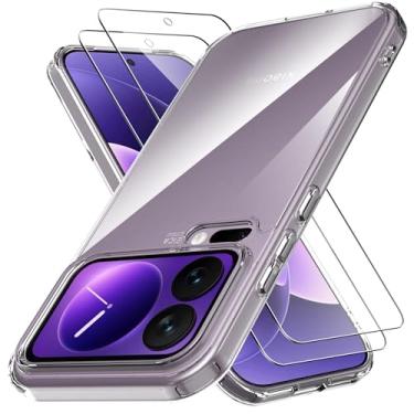 Imagem de Anoowkoa Capa transparente para Xiaomi 17 Pro Max com 2 protetores de tela de vidro temperado. [Proteção de grau militar] Antiamarelamento, fina, transparente, antiarranhões. Para Xiaomi17 Pro Max